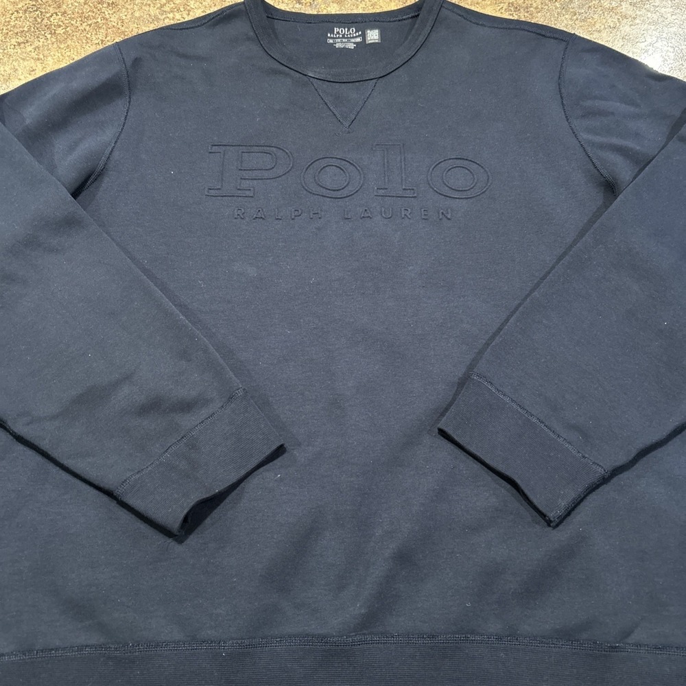 Polo Ralph Lauren Embossed Lettering Crew Neck Sweatshirt Men's XXL Blue